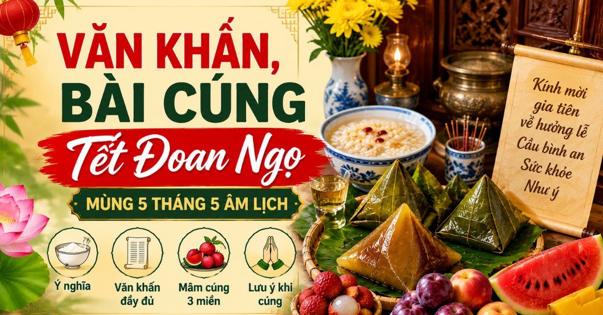 Văn khấn Tết Đoan Ngọ 2026 ngắn gọn, đầy đủ, chuẩn truyền thống và chi tiết mâm cúng