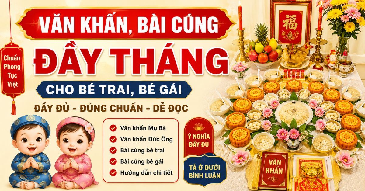 Văn khấn, bài cúng đầy tháng cho bé trai, bé gái đầy đủ, đúng chuẩn truyền thống