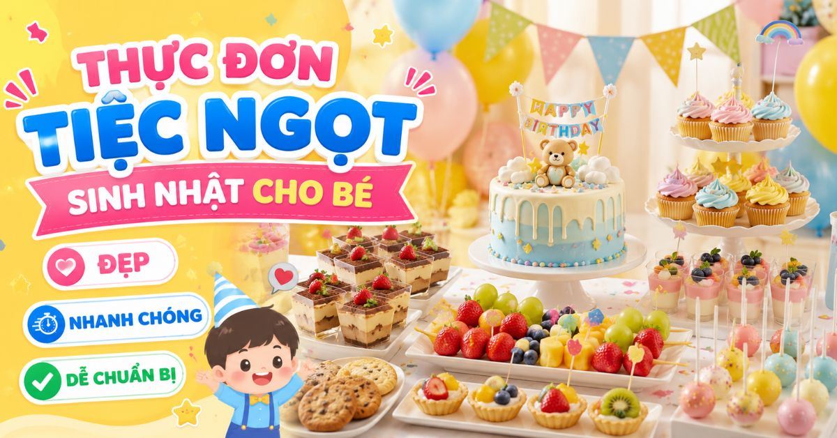 30+ thực đơn tiệc ngọt sinh nhật cho bé đẹp, nhanh chóng, dễ chuẩn bị