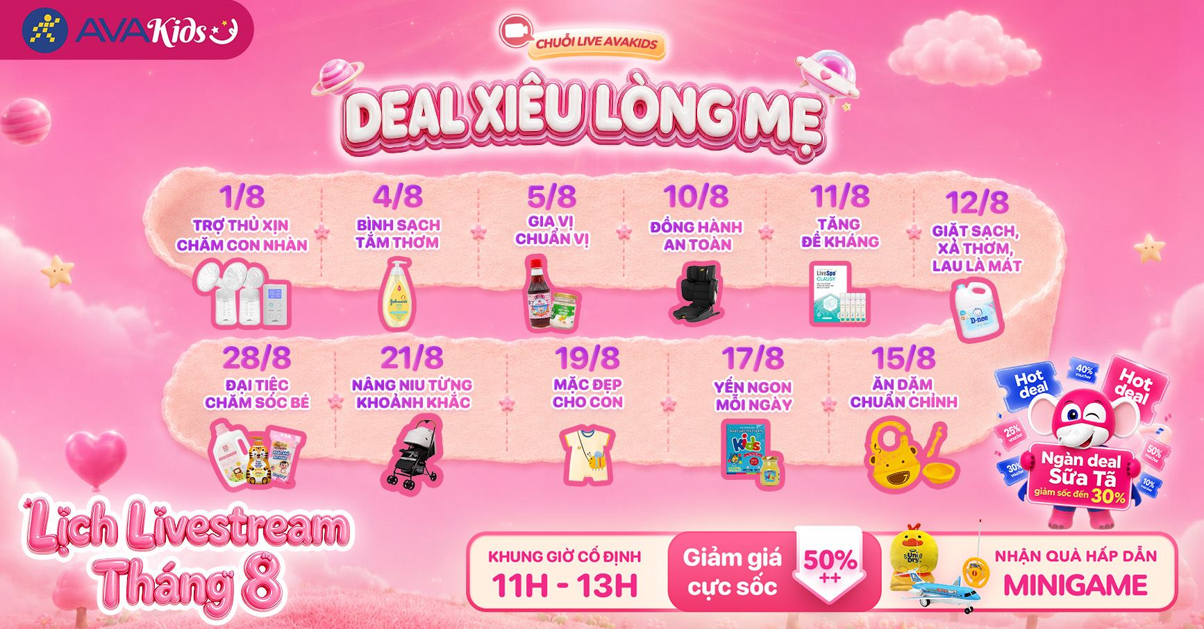 Chuỗi livestream tháng 8 - deal xiêu lòng mẹ