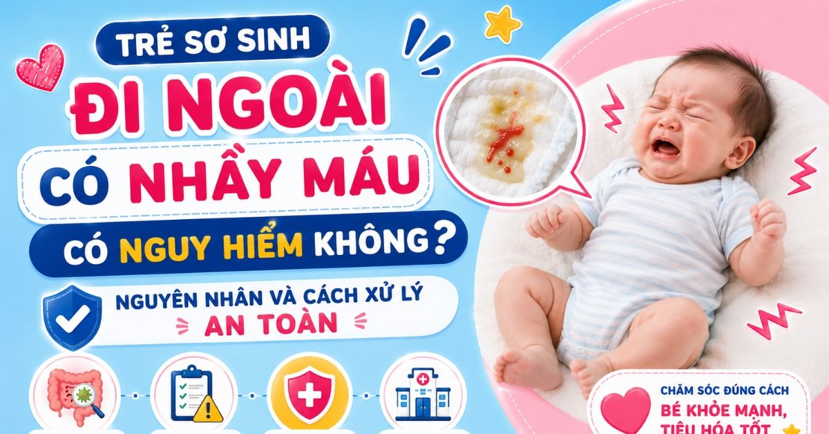 Trẻ sơ sinh đi ngoài có nhầy máu có nguy hiểm không? Nguyên nhân và cách xử lý an toàn