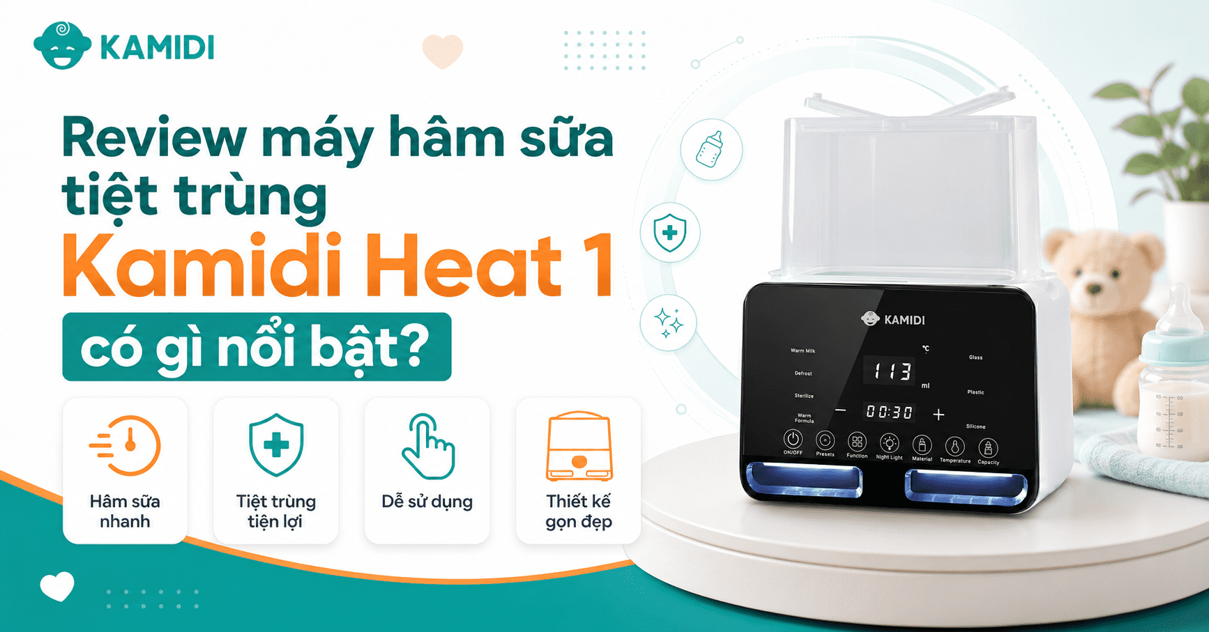 Review máy hâm sữa tiệt trùng Kamidi Heat 1 có gì nổi bật?