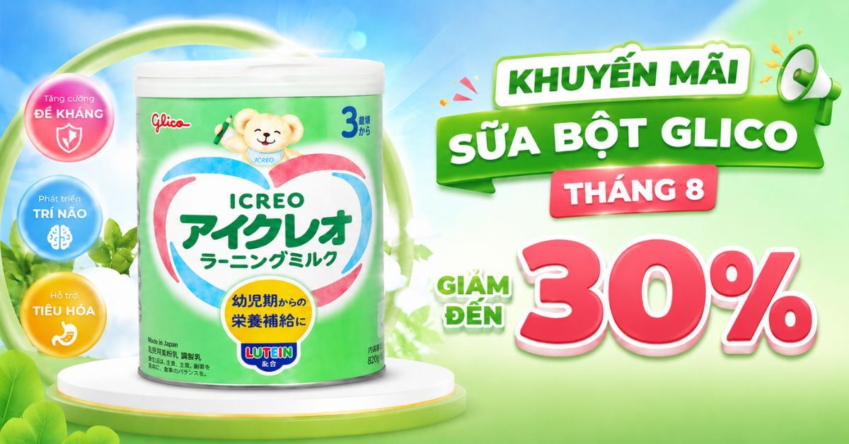Khuyến mãi sữa bột Glico tháng 8 giảm đến 30% duy nhất tại AVAKids