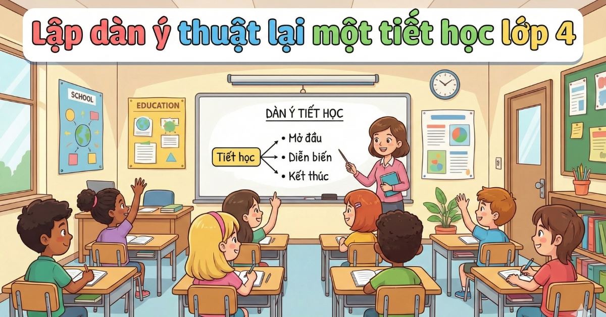 Lập dàn ý thuật lại một tiết học lớp 4 chi tiết, ngắn gọn, điểm cao 