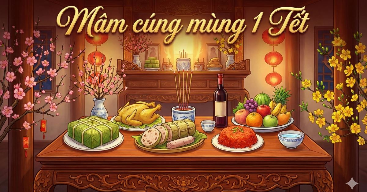Mâm cúng mùng 1 Tết 2026 truyền thống đầy đủ, chi tiết theo từng miền