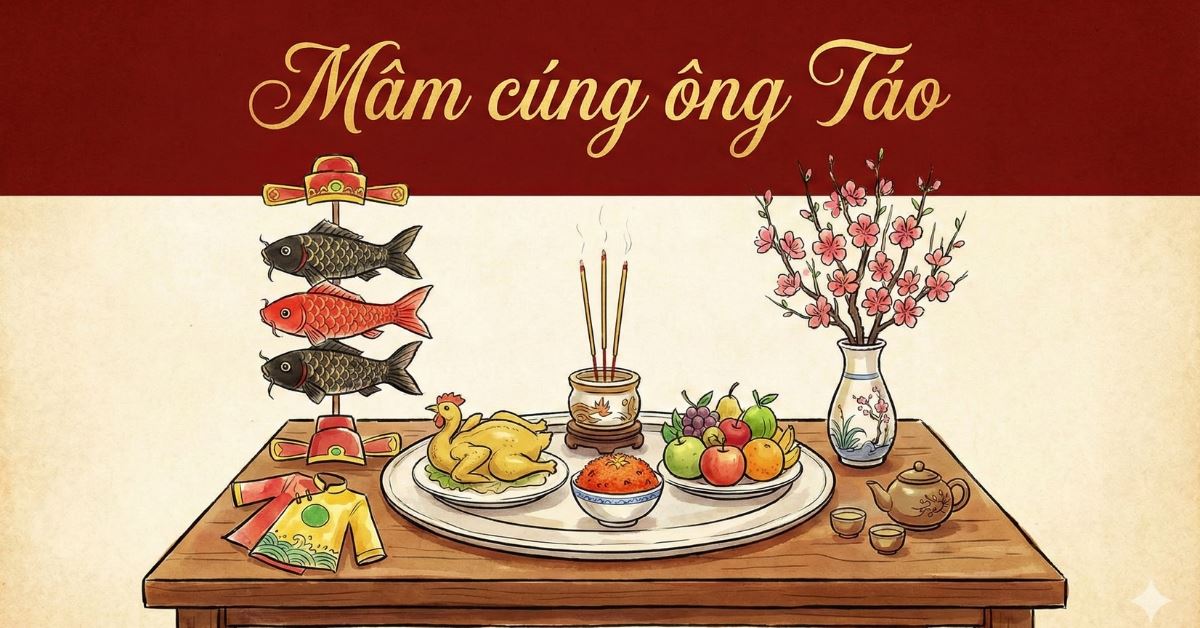 Mâm cúng ông Táo 23 tháng Chạp đơn giản, đầy đủ nhất 2026