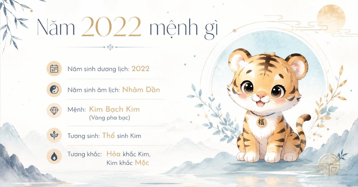 Năm 2022 mệnh gì? Tuổi con gì? Hợp tuổi nào? Sinh con tháng nào tốt?
