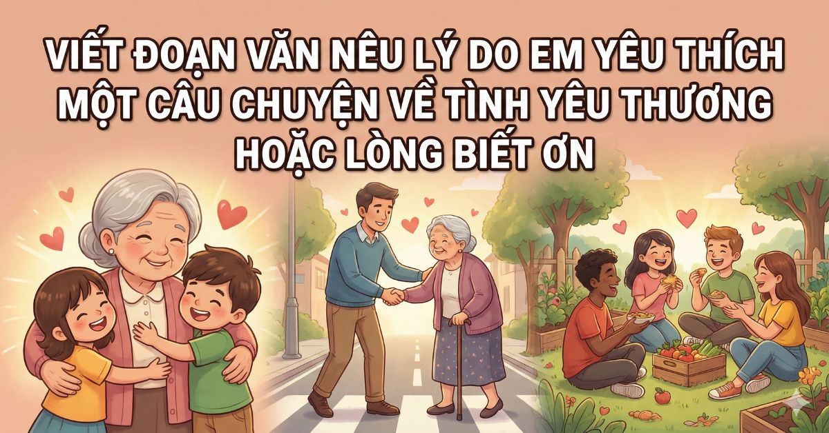 Viết đoạn văn nêu lý do em yêu thích một câu chuyện về tình yêu thương hoặc lòng biết ơn