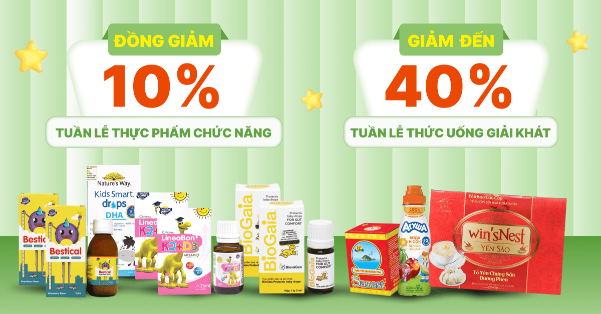 TUẦN LỄ SALE THỰC PHẨM CHỨC NĂNG ĐỒNG GIẢM 10% VÀ THỨC UỐNG GIẢI KHÁT GIẢM ĐẾN 40% 13.04 - 19.04