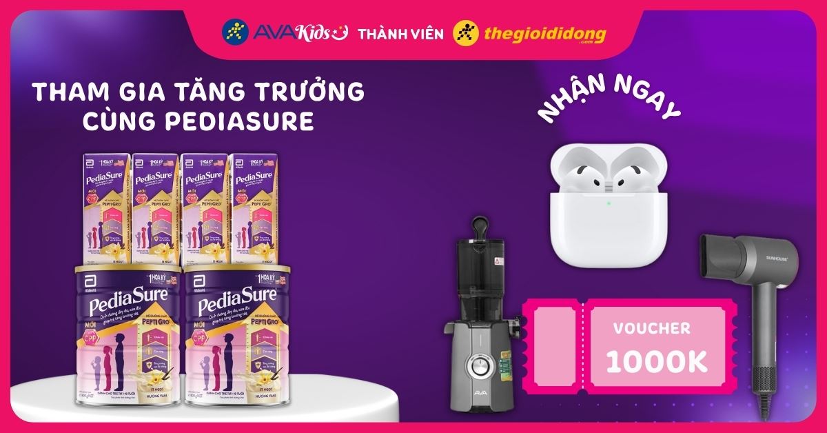 CÔNG BỐ KẾT QUẢ: THAM GIA TĂNG TRƯỞNG CÙNG PEDIASURE TÍCH LŨY HÓA ĐƠN nhận AirPods 4 MXP63
