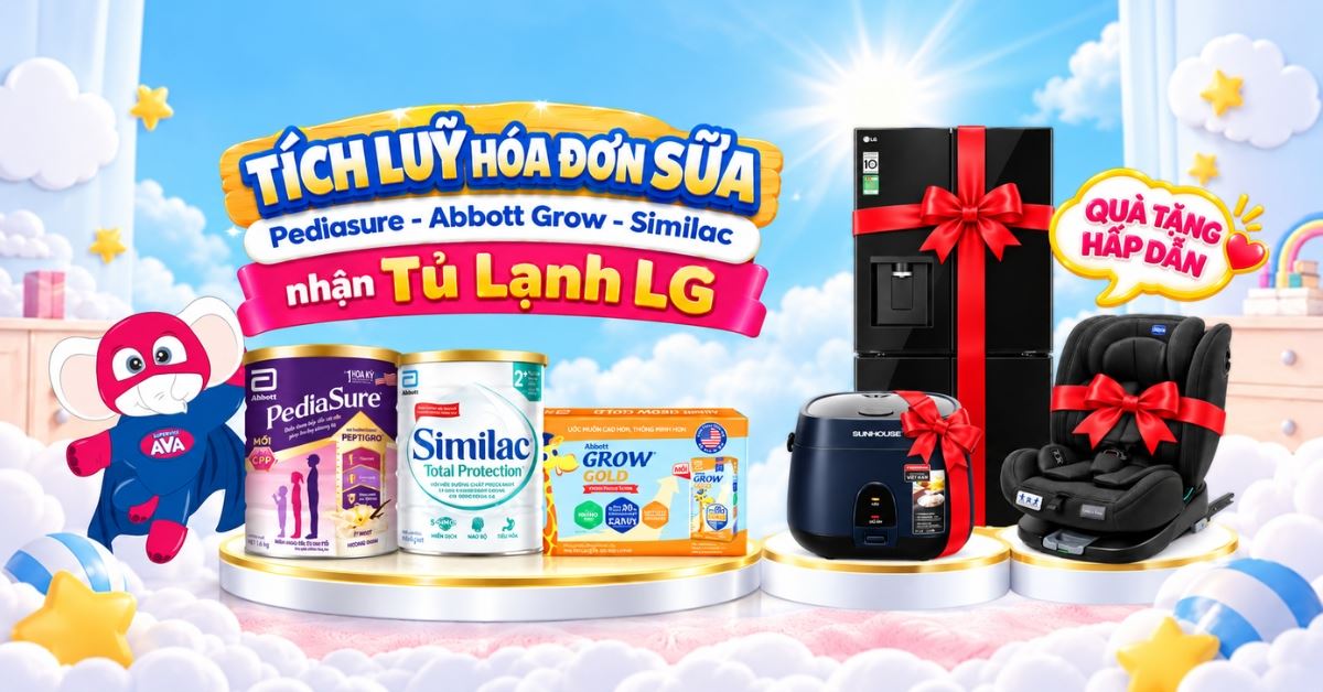 Tích luỹ hoá đơn sữa Pediasure, Abbott Grow, Similac nhận Tủ lạnh LG