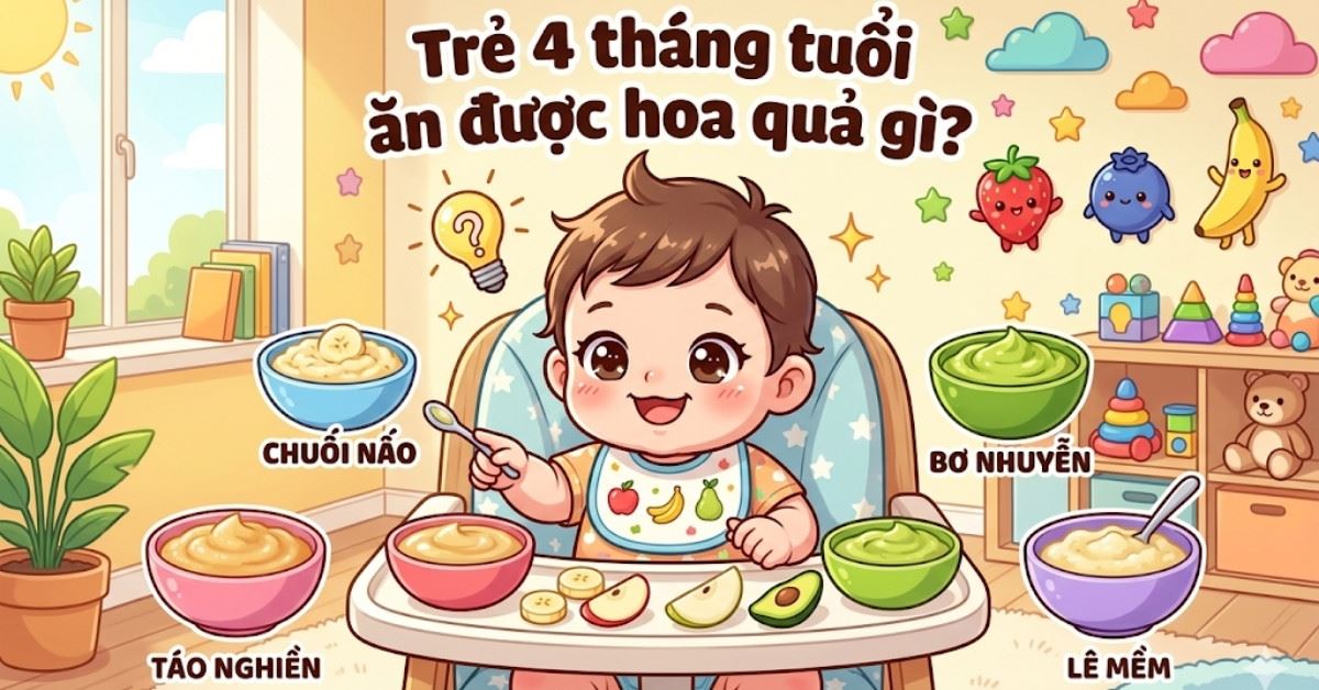 Trẻ 4 tháng tuổi ăn được hoa quả gì? Lưu ý khi cho trẻ 4 tháng ăn hoa quả