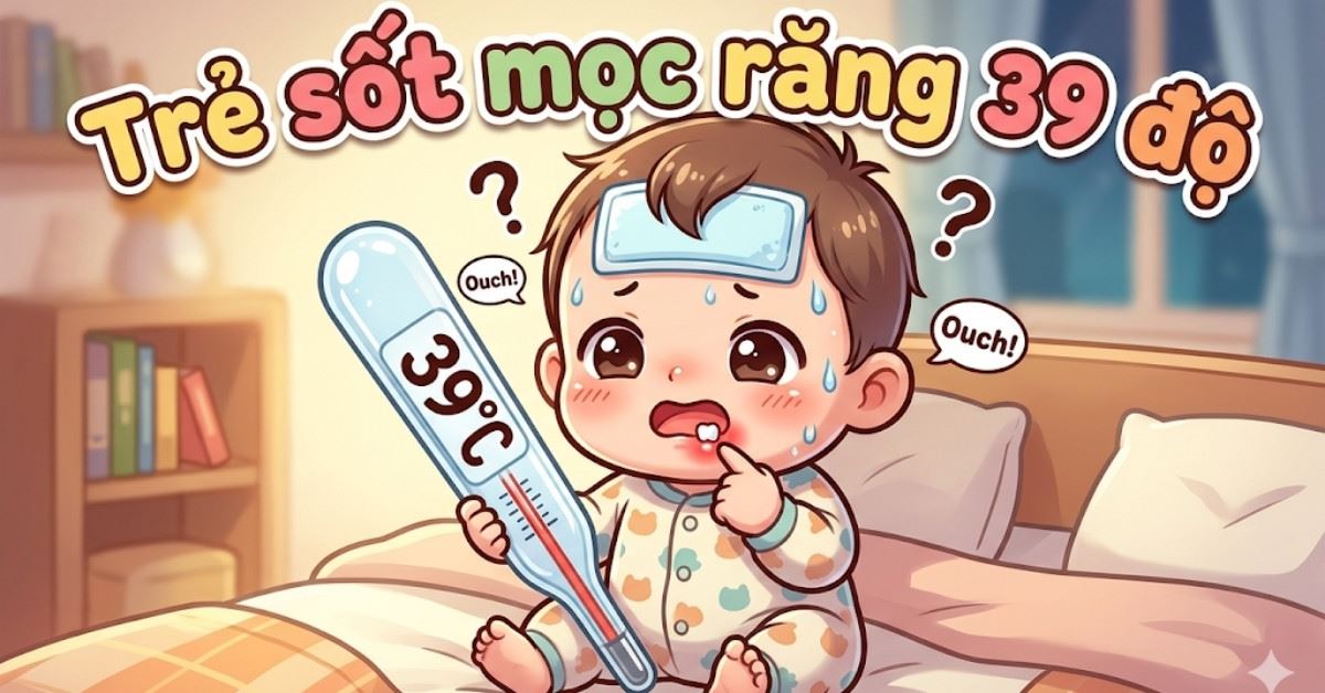 Trẻ sốt mọc răng 39 độ có sao không? Cách hạ sốt, chăm sóc khi trẻ mọc râng