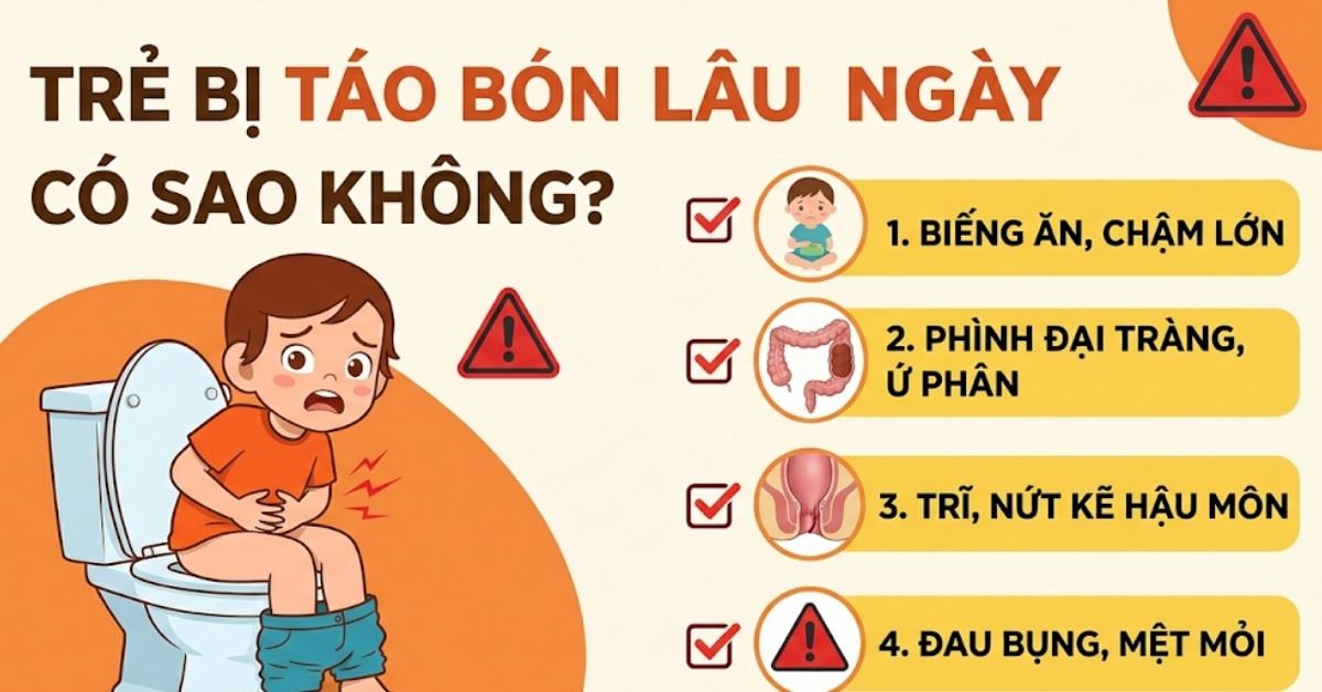Trẻ táo bón lâu ngày có sao không? Nguyên nhân, cách cải thiện