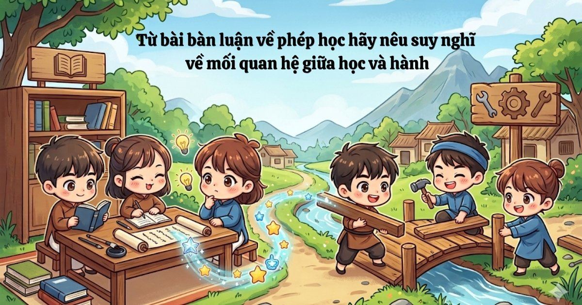 Từ bài Bàn luận về phép học hãy nêu suy nghĩ về mối quan hệ giữa học và hành