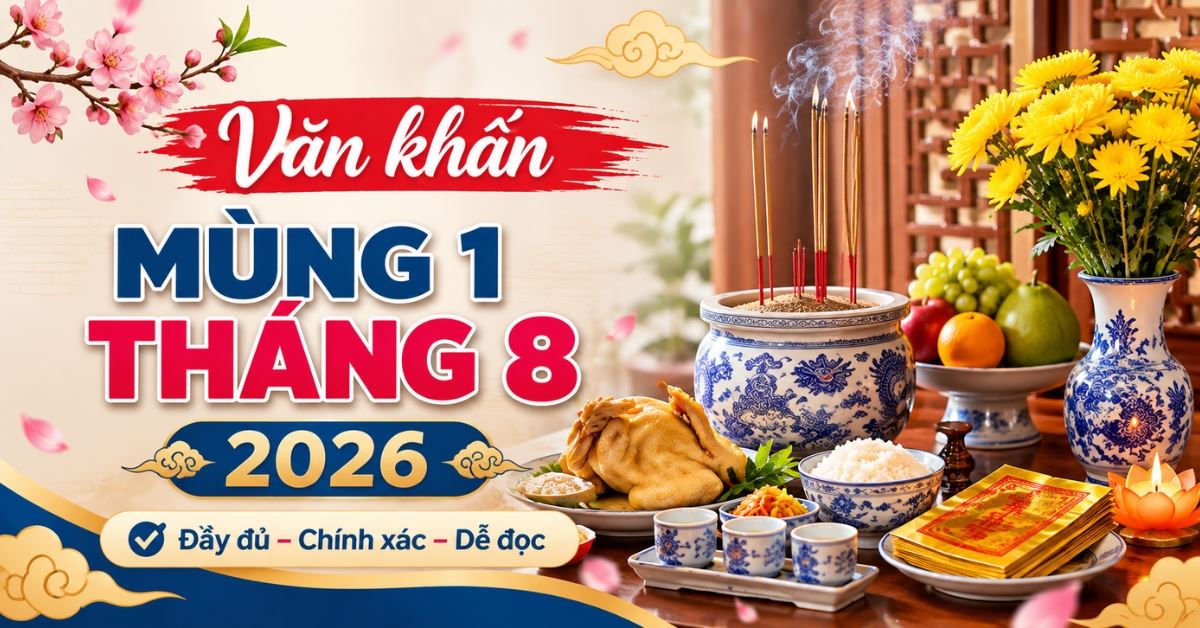 Văn khấn mùng 1 tháng 8 2026 âm lịch tại nhà chi tiết, dễ đọc, đúng nghi lễ