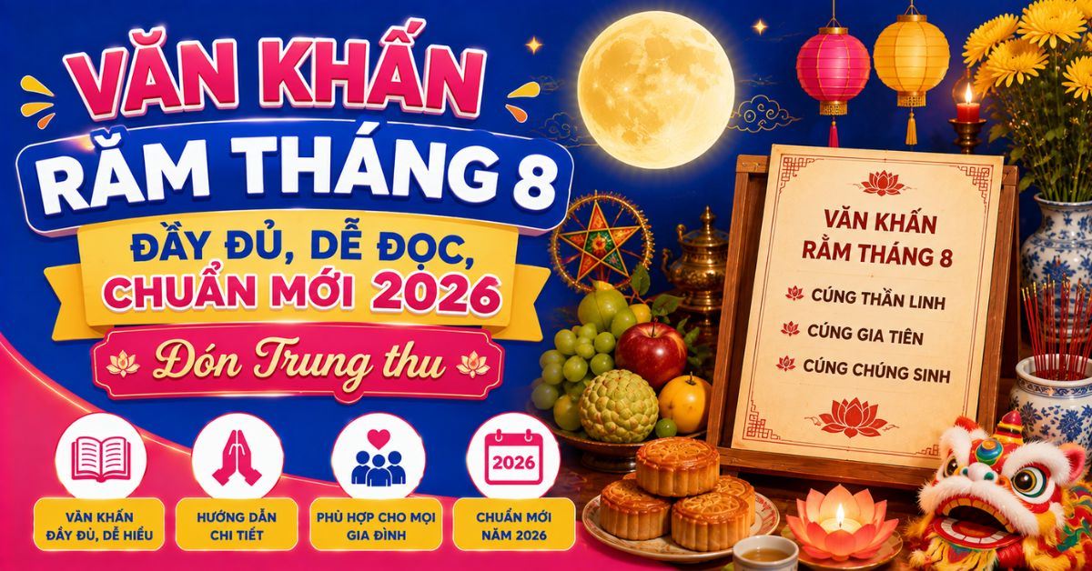 Văn khấn rằm tháng 8 đầy đủ dễ đọc, chuẩn mới 2026 đón Trung thu