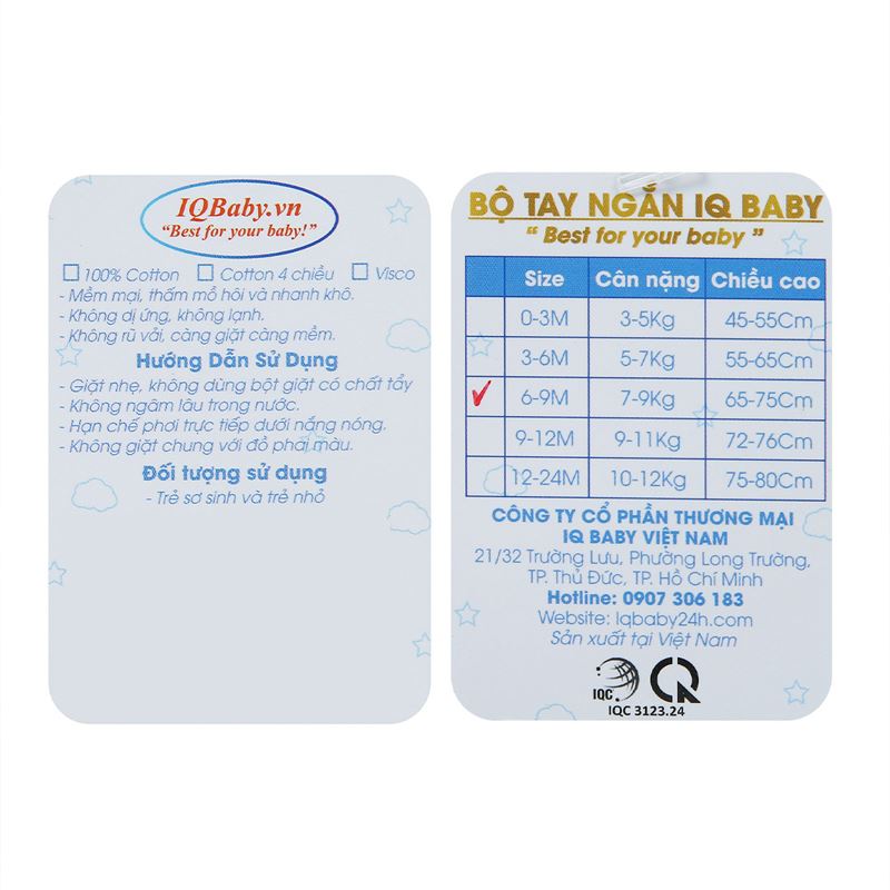 Bộ tay ngắn in quả bóng IQ Baby màu xám viền xanh 11