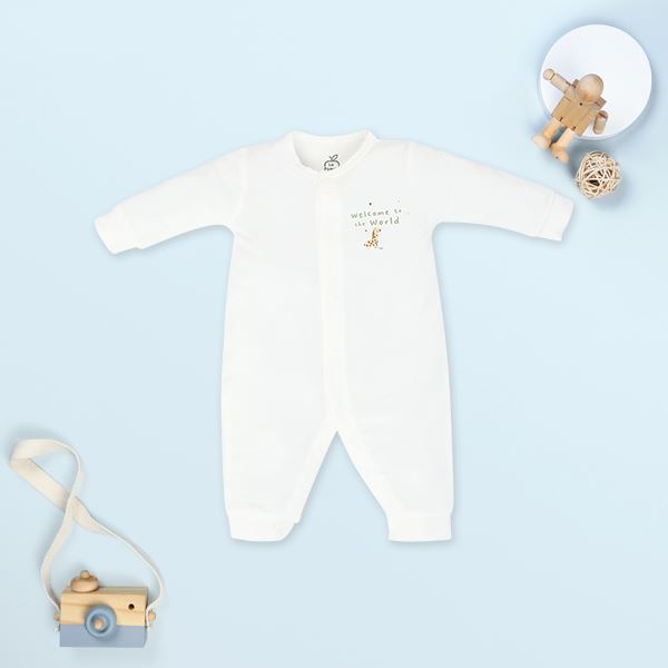 Bodysuit cài giữa dễ thương La Pomme màu trắng mềm mại, an toàn, giá tốt - AVAKids.com