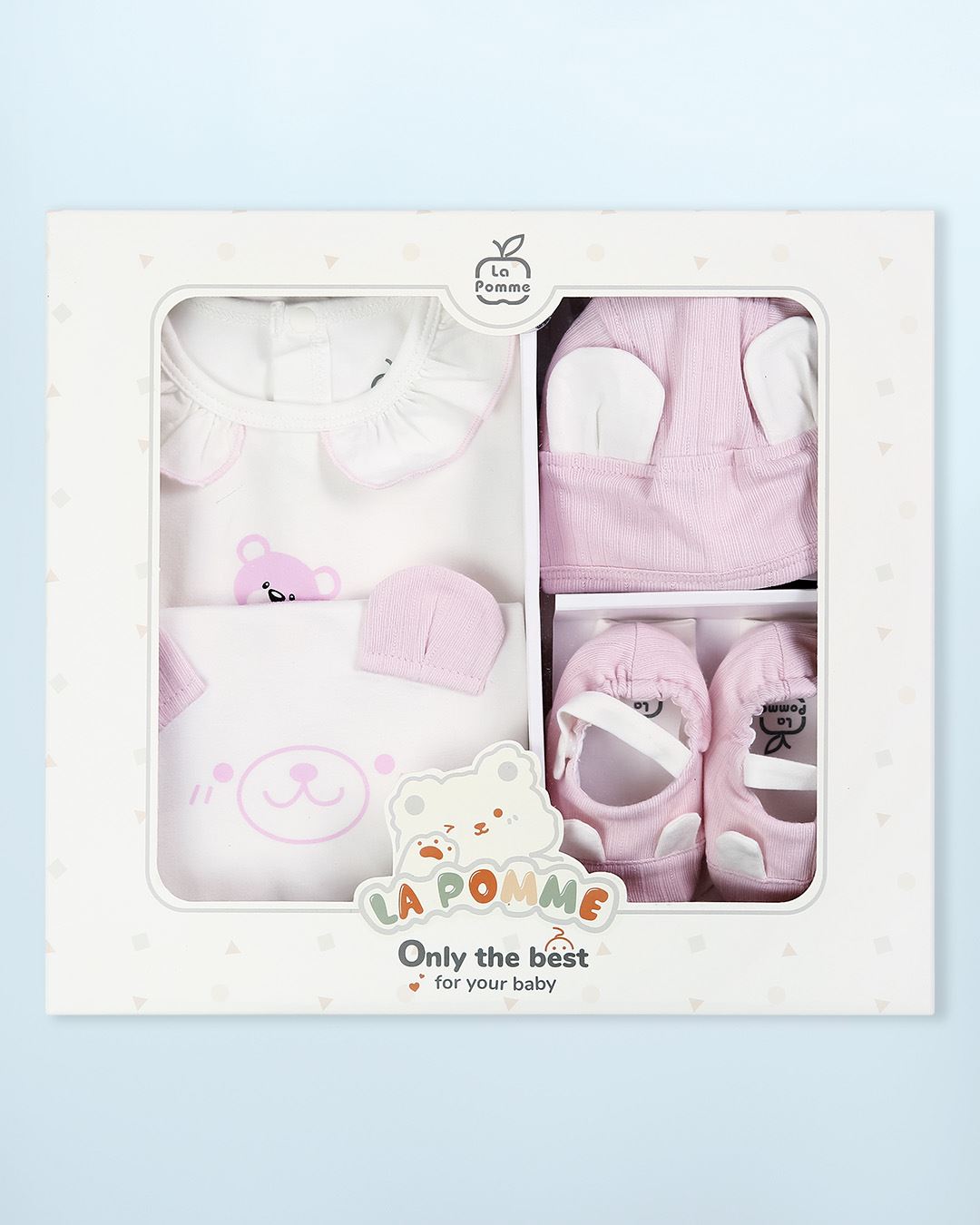 Set quà tặng bodysuit in gấu La Pomme Wonder Box màu trắng - xanh lá 21