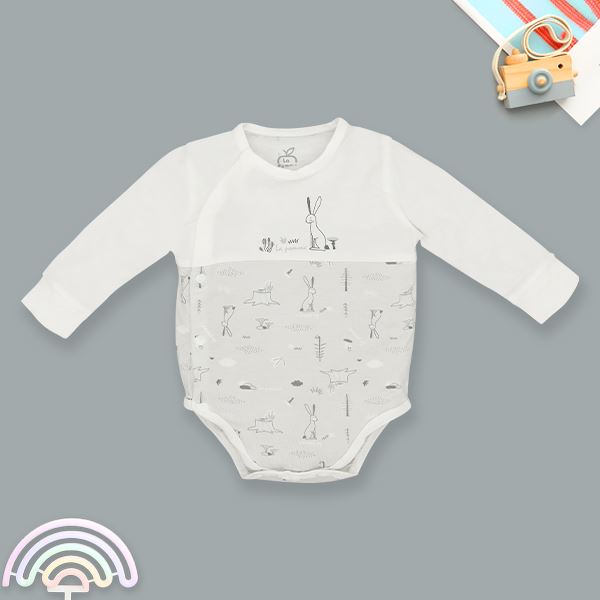 Bodysuit dài tay cho bé La Pomme thỏ con hồng chính hãng - AVAKids.com