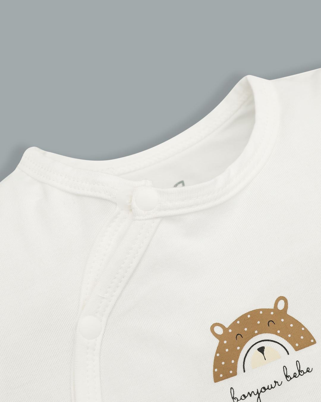 Bodysuit cài chéo gấu con La Pomme màu trắng 6