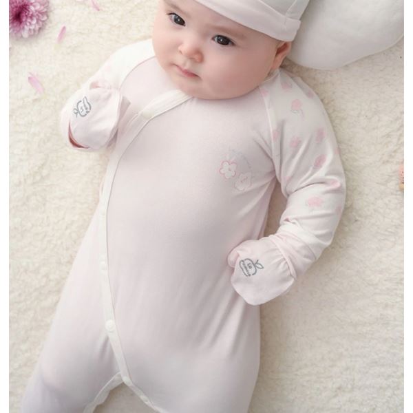Bodysuit cài chéo họa tiết La Pomme hồng giá tốt - AVAKids.com