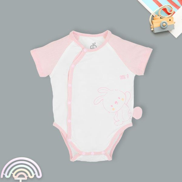 Bodysuit cài chéo đáng yêu La Pomme trắng hồng giá tốt - AVAKids.com