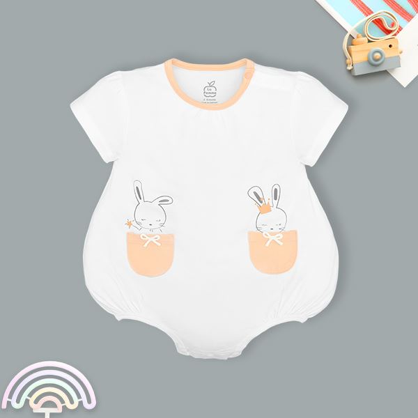 Bodysuit tay ngắn bèo nhún La Pomme trắng cam giá tốt - AVAKids.com