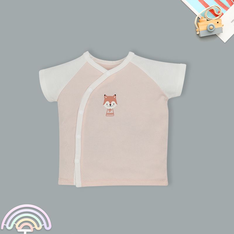 Bộ tay ngắn cài lệch Lullaby NH318N màu hồng - trắng
