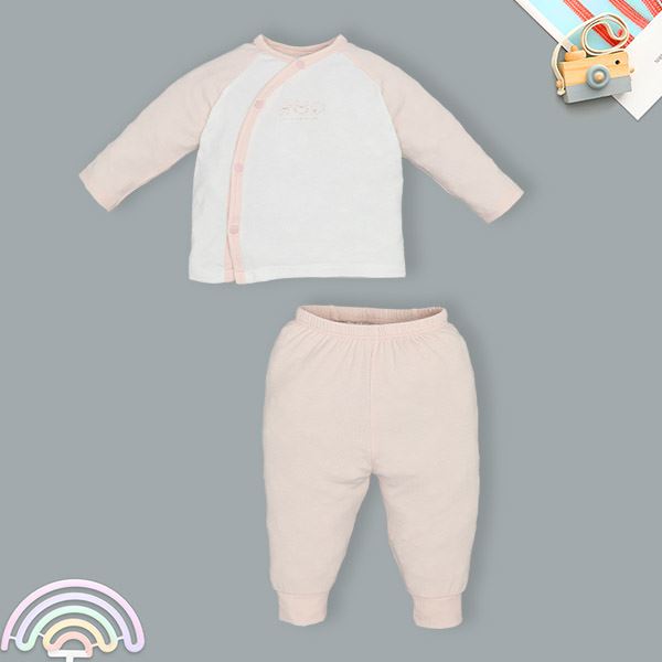 Bộ đồ tay dài cài lệch Lullaby NH317N trắng hồng cho bé - AVAKids.com