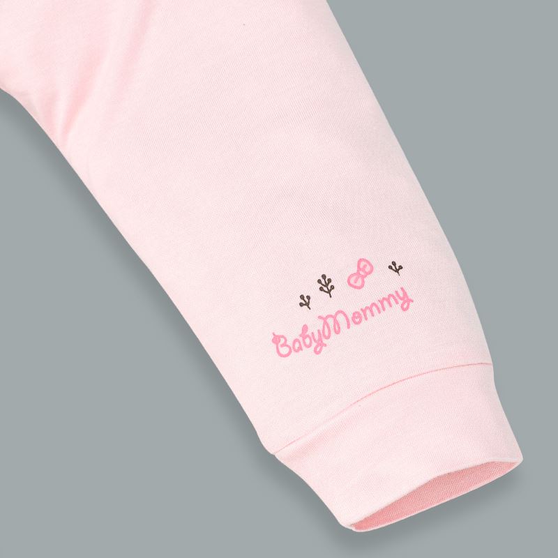 Bộ tay dài cài giữa in thú BabyMommy màu trắng - hồng 12