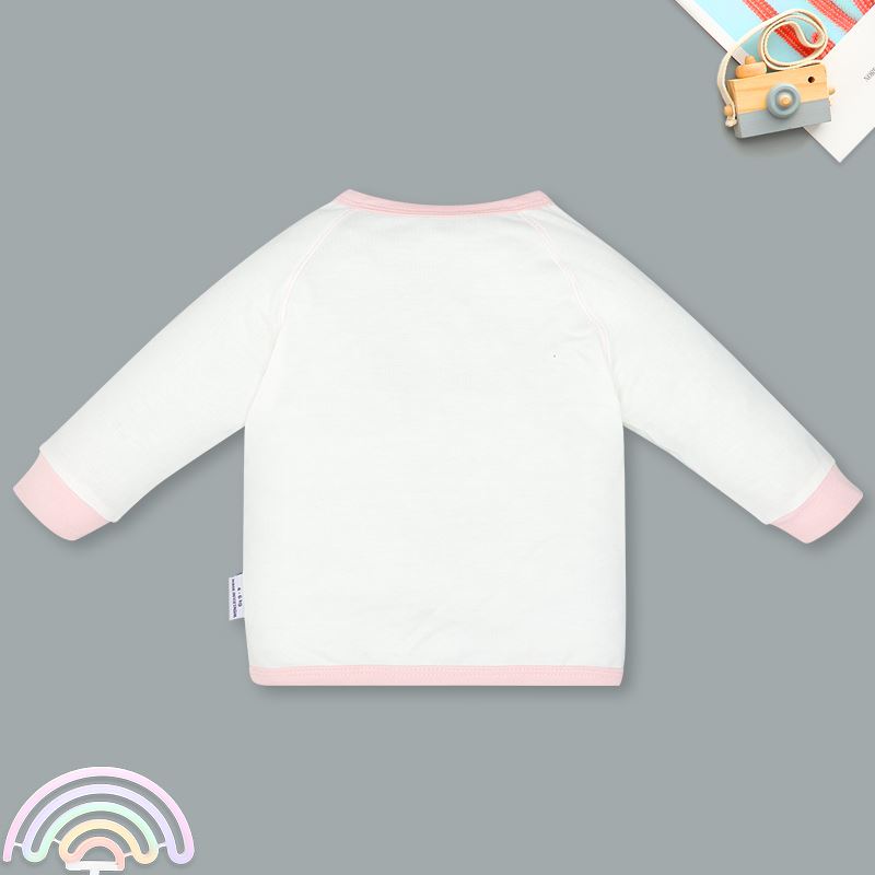 Bộ tay dài cài giữa in thú BabyMommy màu trắng - hồng 3