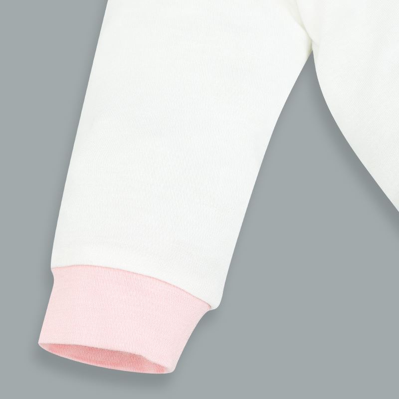 Bộ tay dài cài giữa in thú BabyMommy màu trắng - hồng 5