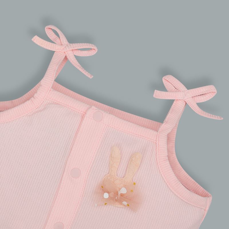 Bodysuit sát nách bé gái đính nơ Lullaby NH399N màu hồng 3