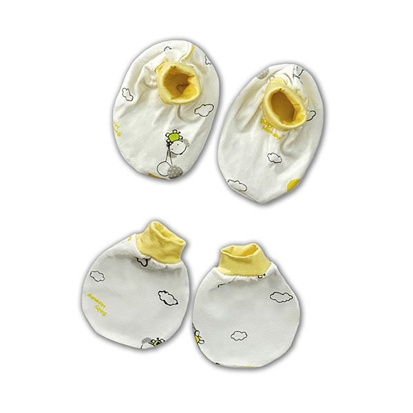 Bộ bao tay, bao chân phối bo in họa tiết BabyMommy 0124 - Màu ngẫu nhiên (0 - 3 tháng) mềm mại - AVAKids.com