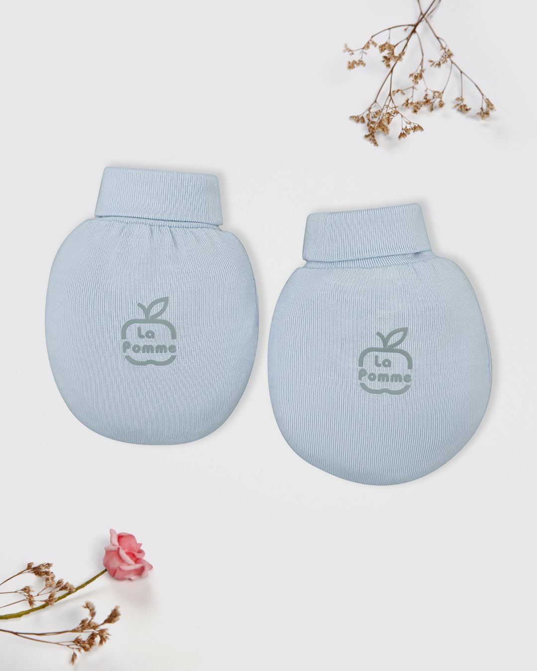 Set bao tay, bao chân bé yêu vui nhộn La Pomme màu xanh (0 - 3 tháng) 2