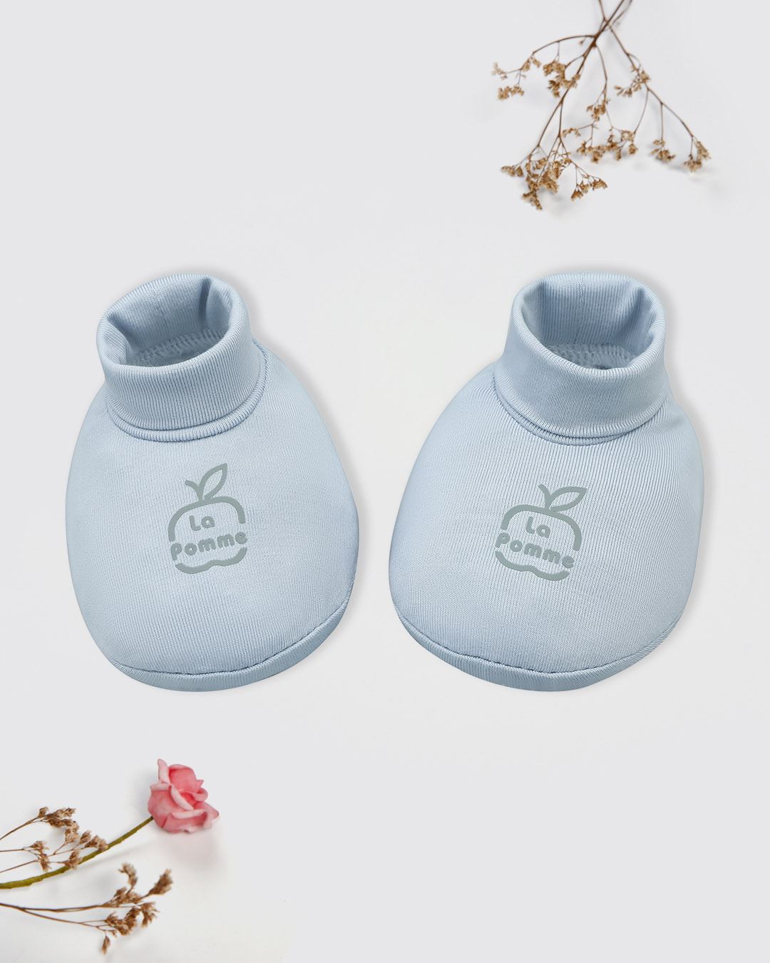 Set bao tay, bao chân bé yêu vui nhộn La Pomme màu xanh (0 - 3 tháng) 5