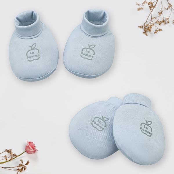 Bộ bao tay chân vui nhộn La Pomme màu xanh chính hãng - AVAKids.com