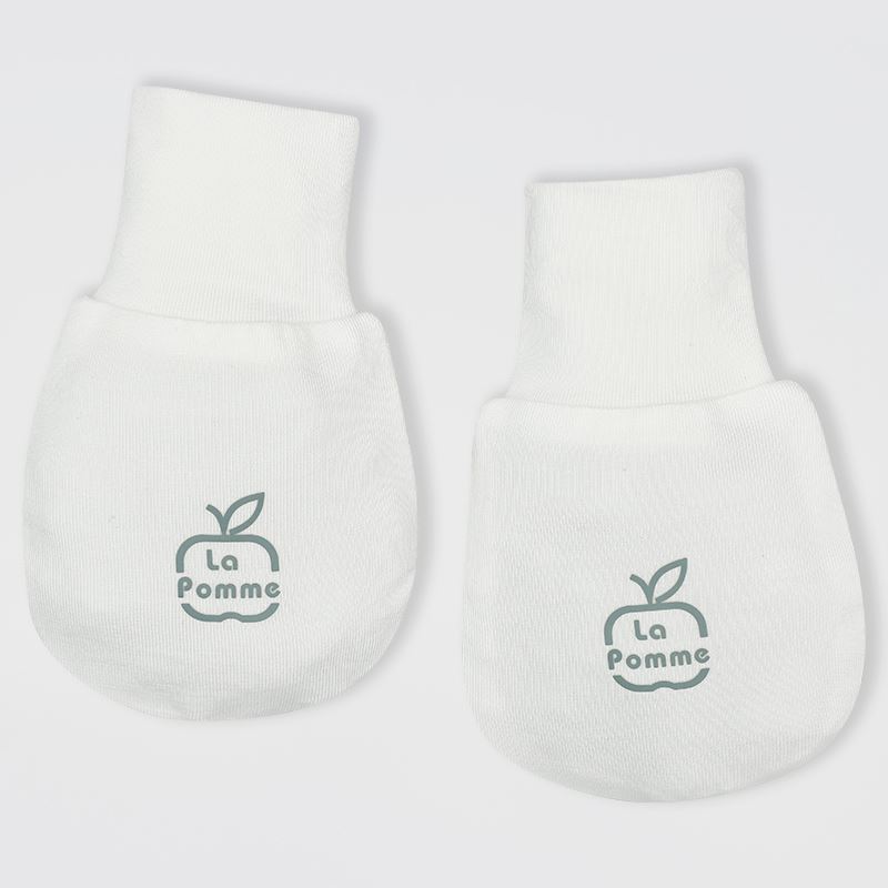 Set bao tay, bao chân mềm mịn La Pomme màu trắng (0 - 3 tháng)