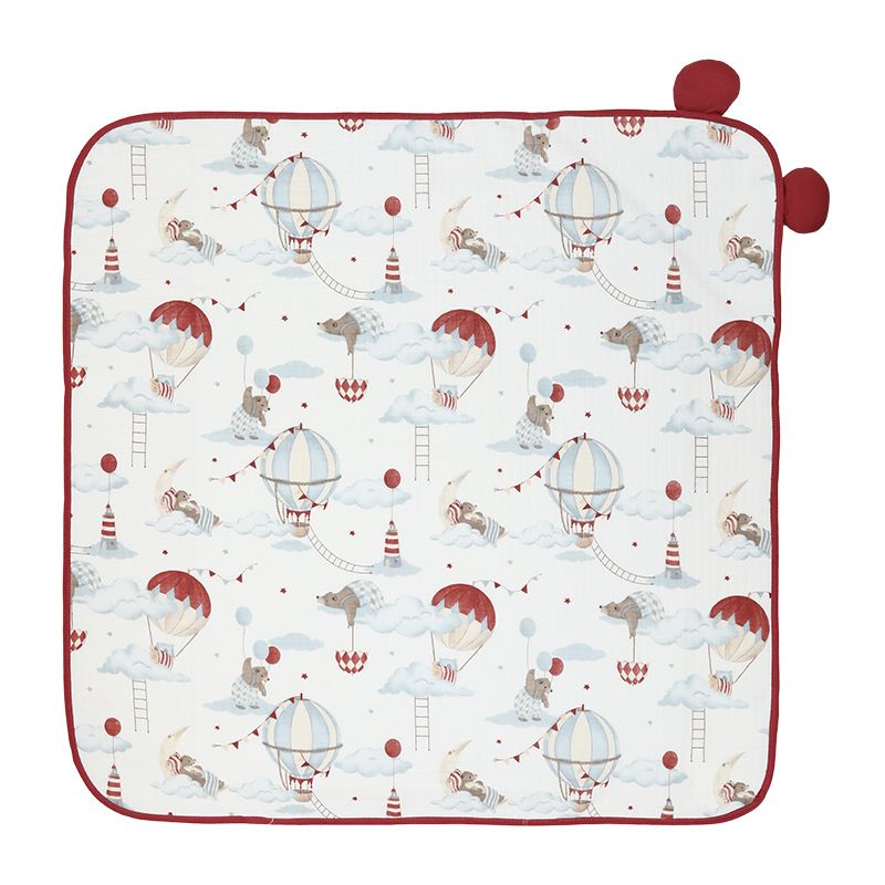 Khăn quấn cotton TOP KIDS 90x90 cm - Khinh khí cầu đỏ