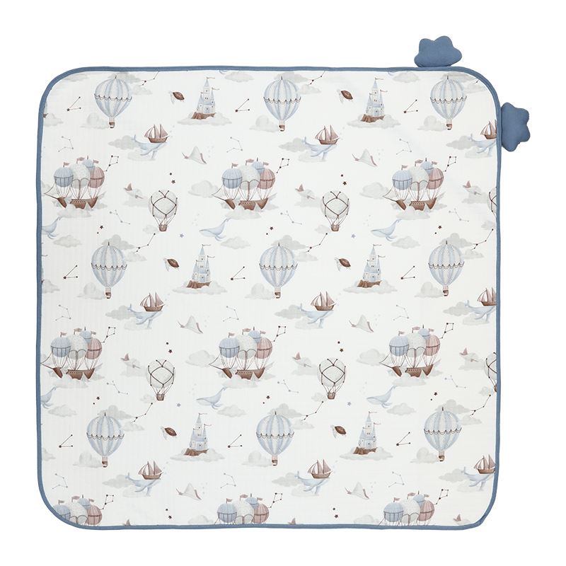 Khăn quấn cotton TOP KIDS 90x90 cm - Khinh khí cầu xanh