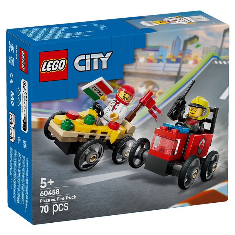 Đồ chơi lắp ráp bộ đôi xe bán pizza và xe cứu hỏa chuyên dụng Lego City 60458 (70 chi tiết)