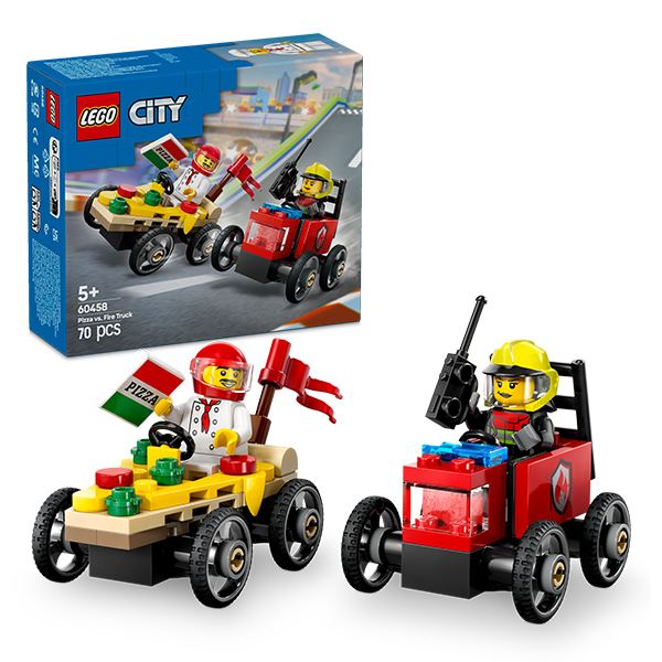 Đồ chơi lắp ráp bộ đôi xe bán pizza và xe cứu hỏa chuyên dụng Lego City 60458