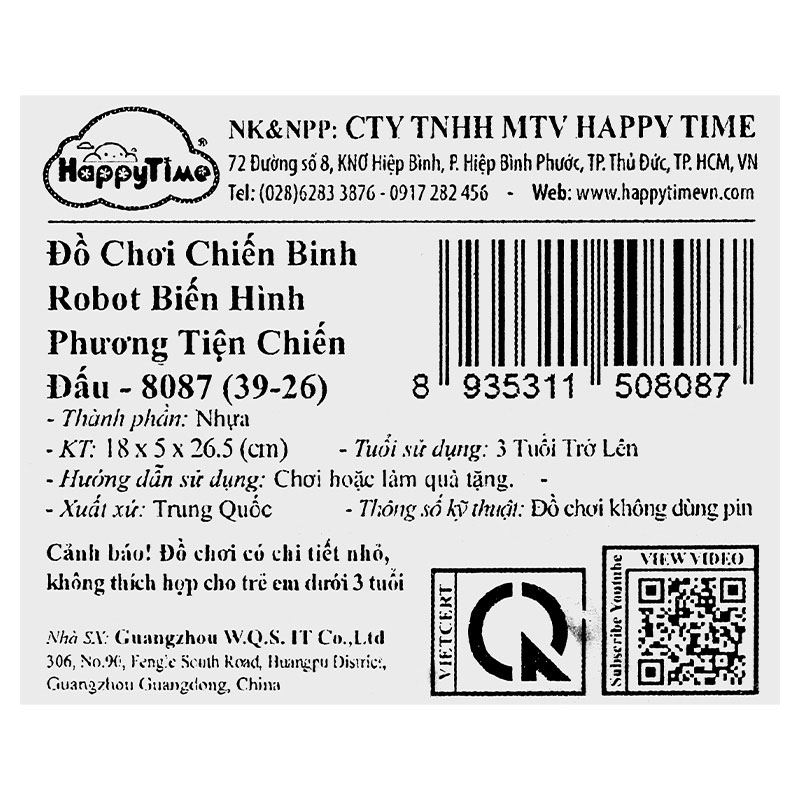 Đồ chơi chiến binh robot biến hình xe tăng HappyTime 8087 13