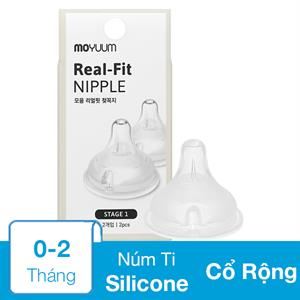 Bộ 2 Núm Ti Moyuum Cổ Rộng Số 1 (0 - 2 Tháng)