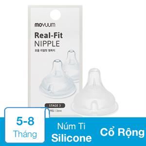 Bộ 2 Núm Ti Moyuum Cổ Rộng Số 3 (5 - 8 Tháng)