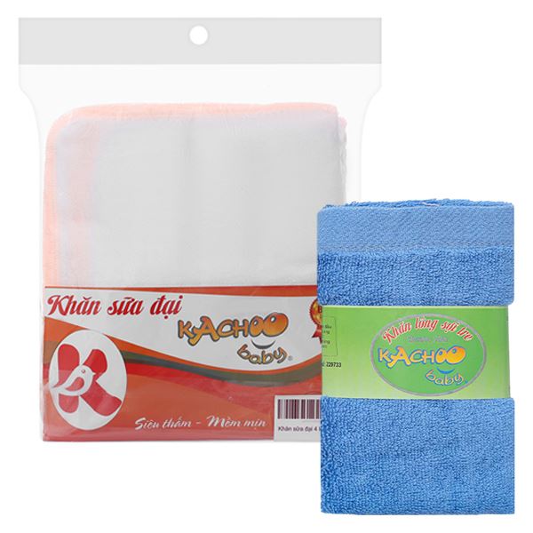 Set khăn sữa đại 4 lớp + khăn mặt Kachoobaby - AVAKids.com