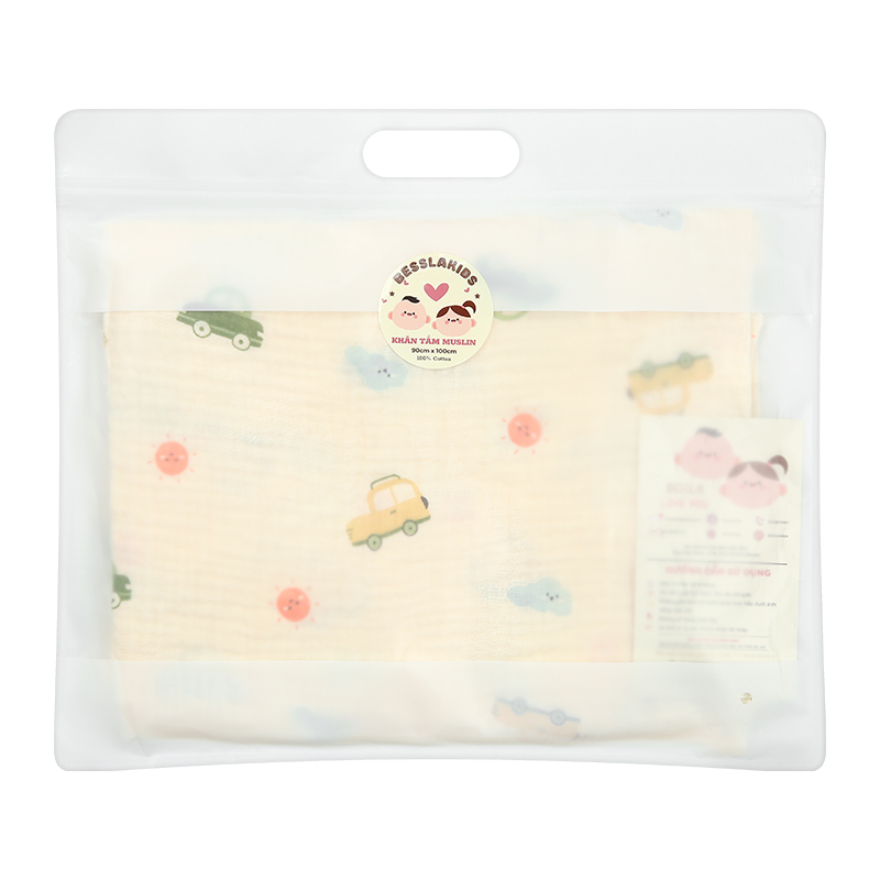 Khăn tắm muslin Bessla 2 lớp 90x100 cm - Ô tô 9