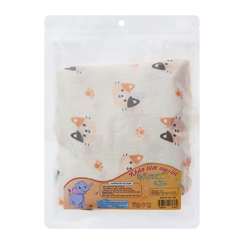 Khăn tắm cotton KACHOOBABY 2 lớp 100x100 cm - Màu ngẫu nhiên 8